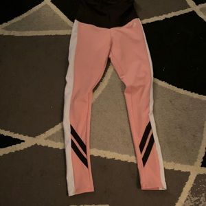 pink and white leggings